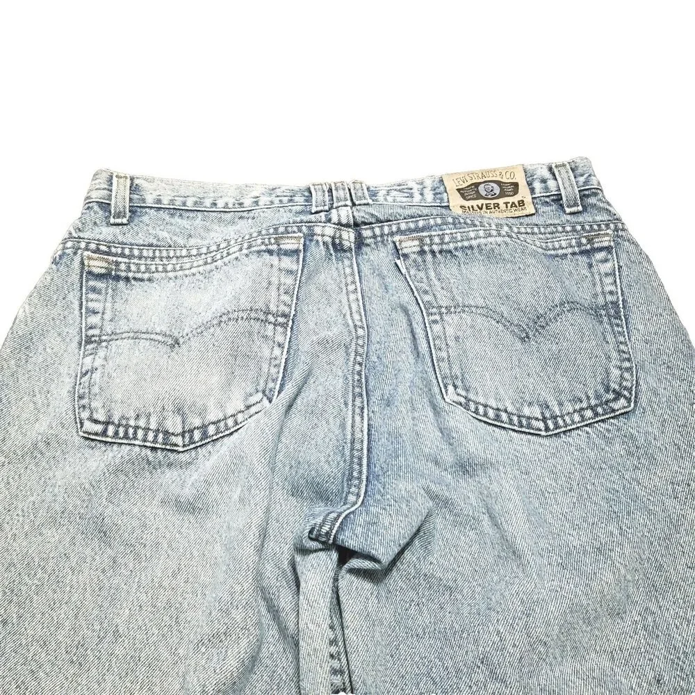 Levi's Silvertab Jeans Men Size 34x32 Loose Tapered 1990 Denim HEMMED (33x29.5)